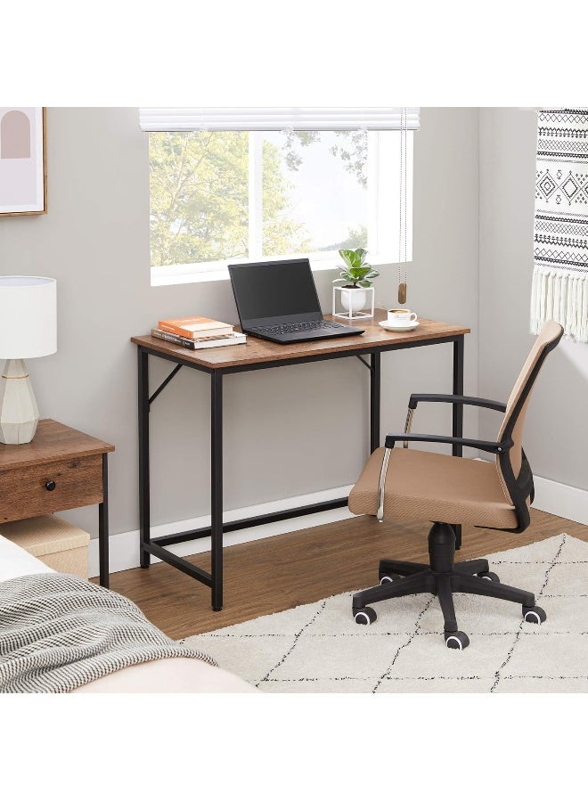 Vasagle Small Computer Desk Office Desk Study Bedroom 50 x 100 x 76 cm Industrial Design Metal Frame Vintage Brown/Black - Image 1