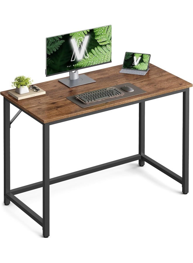 Vasagle Small Computer Desk Office Desk Study Bedroom 50 x 100 x 76 cm Industrial Design Metal Frame Vintage Brown/Black - Image 2