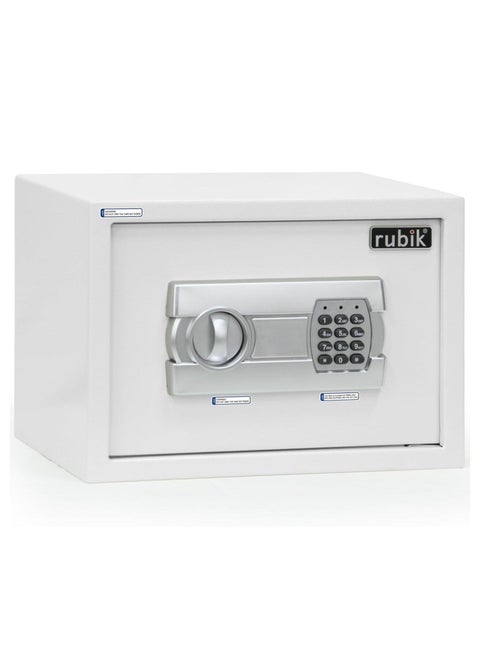 Safe Box A4 Document Size with Digital Lock and Override Key For Home Office Shop Business RB-25EGC (25x35x25cm) White