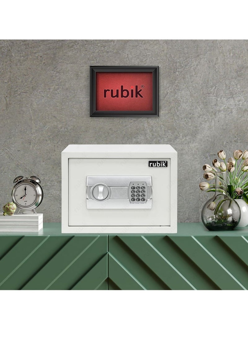Rubik Safe Box A4 Document Size with Digital Lock and Override Key For Home Office Shop Business RB-25EGC (25x35x25cm) White  - Image 4