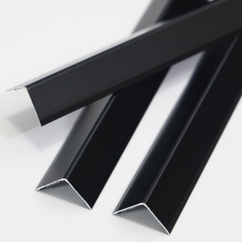 Coengwui Aluminum Corner Guards, Peel and Stick L-Shaped Molding Trim for Wall Table Door Frame Protection and Decoration (Matte Black, 3Pcs x 2.9ft x 0.8in) - Image 1