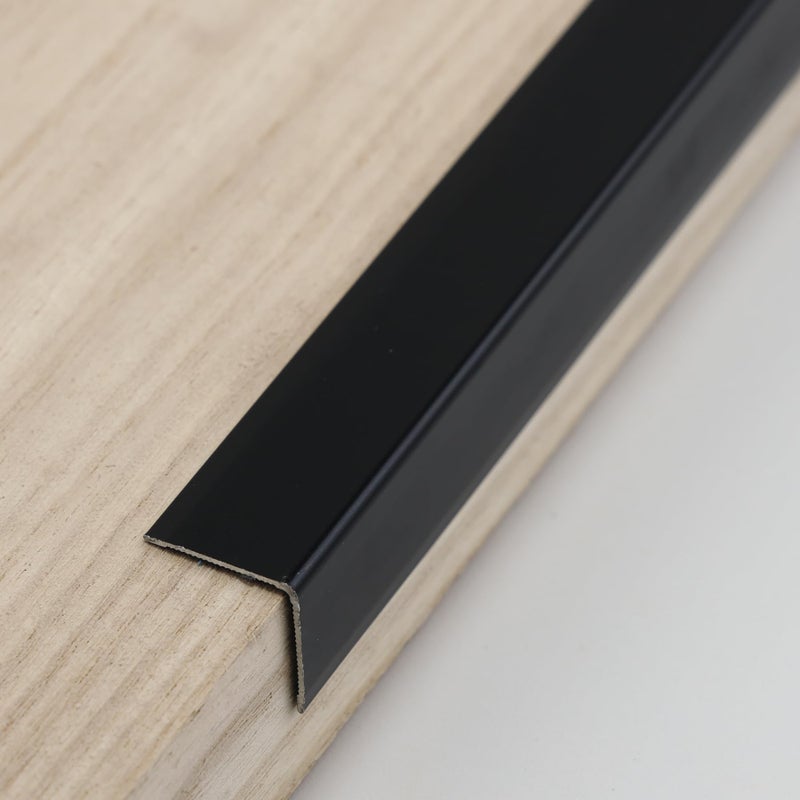 Coengwui Aluminum Corner Guards, Peel and Stick L-Shaped Molding Trim for Wall Table Door Frame Protection and Decoration (Matte Black, 3Pcs x 2.9ft x 0.8in) - Image 2