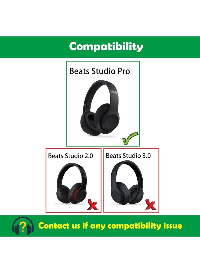 1 Pair Replacement Ear Pads for Beats Studio pro,High-Density, Shock-Absorbing Foam,Protein Leather,Doesn't fit Any Other Studio Models (Black) - Image 2