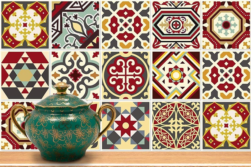 WALLTON - B3 Moroccan Tile Stickers for Kitchen Backsplash Bathroom Floor Wood Glass Stick Home Décor Furniture (Multicolor, 6x6 Inch 36 pic)-Self-Adhesive - Image 2