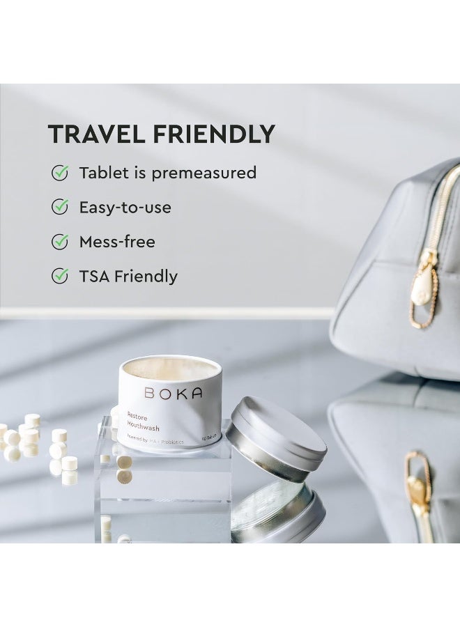 Boka Travel Size Mouthwash Tablets - Hydroxyapatite, Fluoride Free, Alcohol Free & Eco-Friendly - Chewable Tablet to Freshen & Kill Bad Breath Quickly, Remineralize Teeth Cleansing - 90 Pack - Image 4