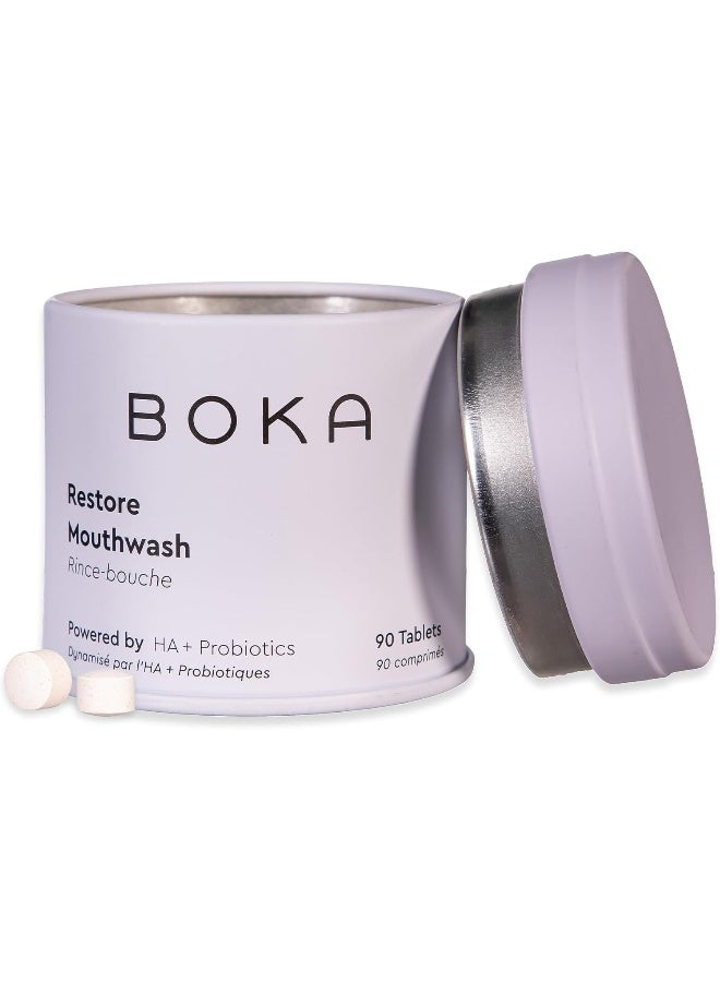 Boka Travel Size Mouthwash Tablets - Hydroxyapatite, Fluoride Free, Alcohol Free & Eco-Friendly - Chewable Tablet to Freshen & Kill Bad Breath Quickly, Remineralize Teeth Cleansing - 90 Pack - Image 1