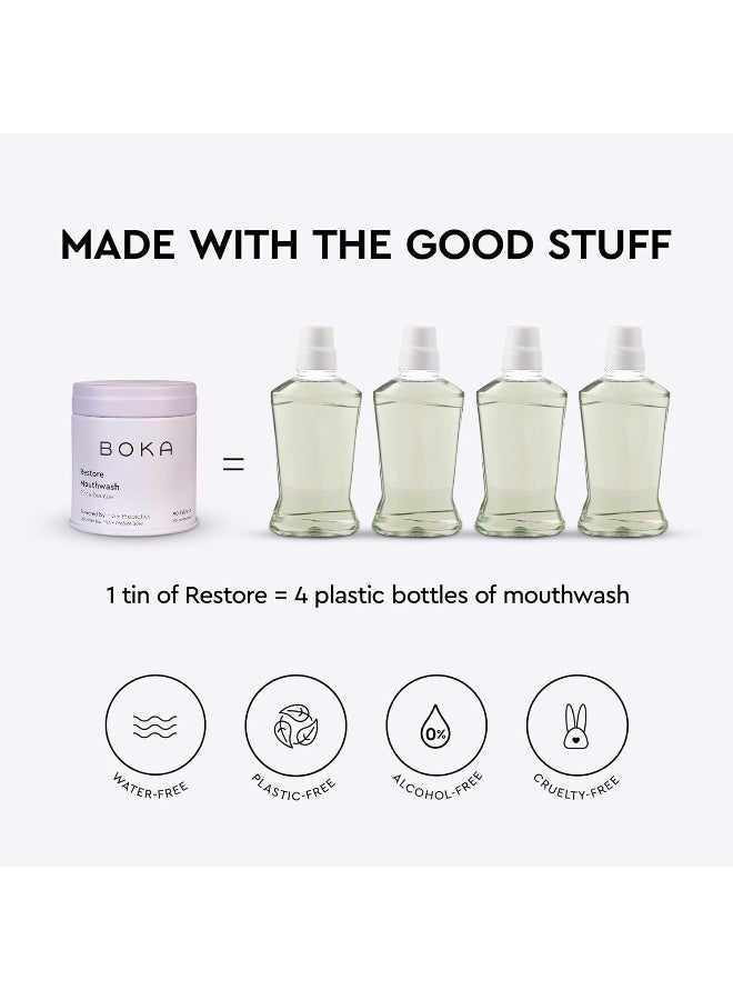 Boka Travel Size Mouthwash Tablets - Hydroxyapatite, Fluoride Free, Alcohol Free & Eco-Friendly - Chewable Tablet to Freshen & Kill Bad Breath Quickly, Remineralize Teeth Cleansing - 90 Pack - Image 3