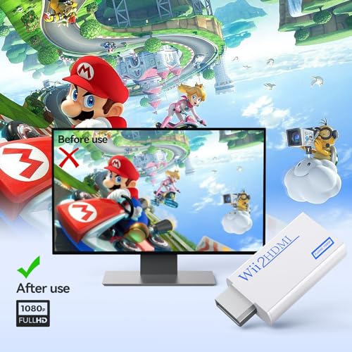 GANA Wii to hdmi Converter, wii to hdmi Adapter, 1080p 720p Connector Output Video & 3.5mm Audio - Supports All Wii Display Modes (wii to hdmi White) - Image 3