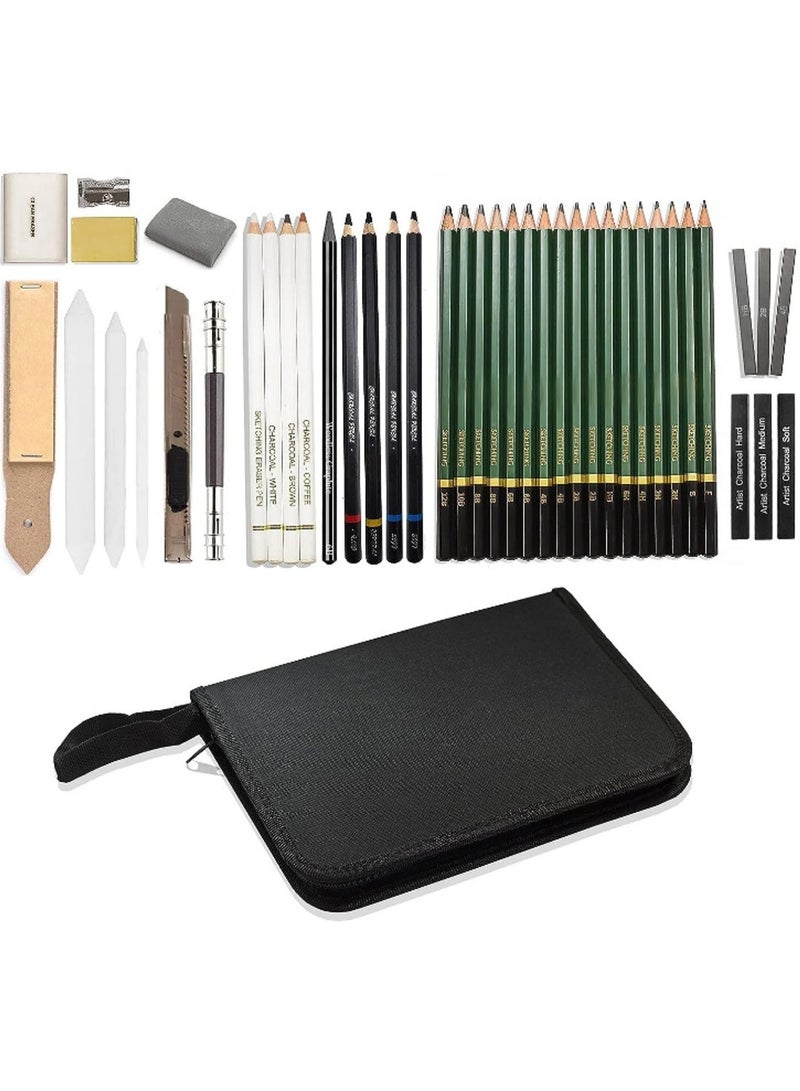 Keep Smiling Sketch Drawing Set of 42 Pieces in A Storage Case - Black - Image 3