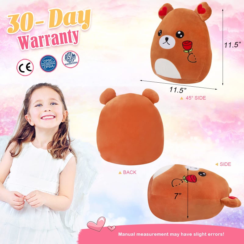 CozyWorld دب محشو من كوزي وورلد، وسادة محشوة من الحيوانات المحنطة، دب رومانسي لطيف مع زهرة ورد، أحبك، هدايا عيد الحب للفتيات والنساء والصديقات - Image 5
