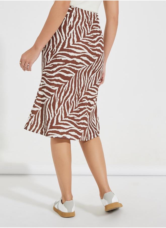 Styli - Animal Print A-Line Midi Skirt - Image 1