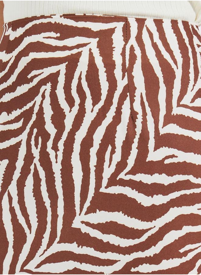 Styli - Animal Print A-Line Midi Skirt - Image 1