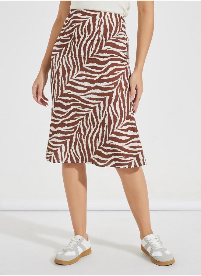 Styli - Animal Print A-Line Midi Skirt - Image 1