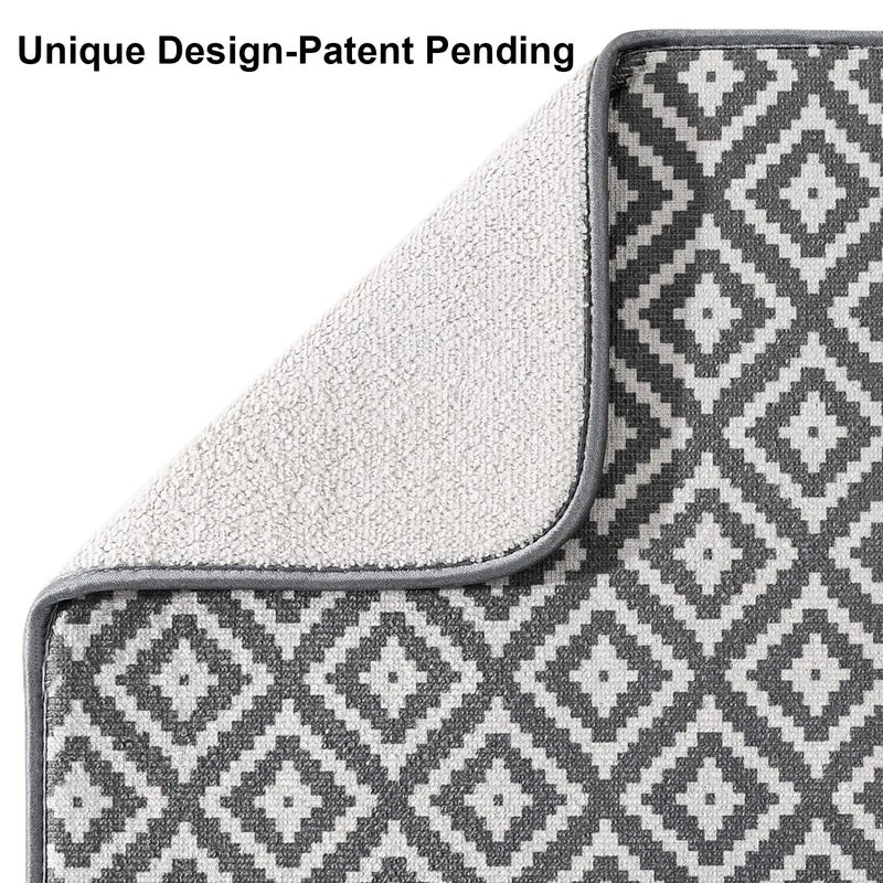 SUBEKYU Dish Drying Mat for Kitchen 2 Pack, Ultra Absorbent Microfiber Dishes Drainer Mats by Subekyu,19.2 by 15.8 Inch(Rhombus) - Image 3