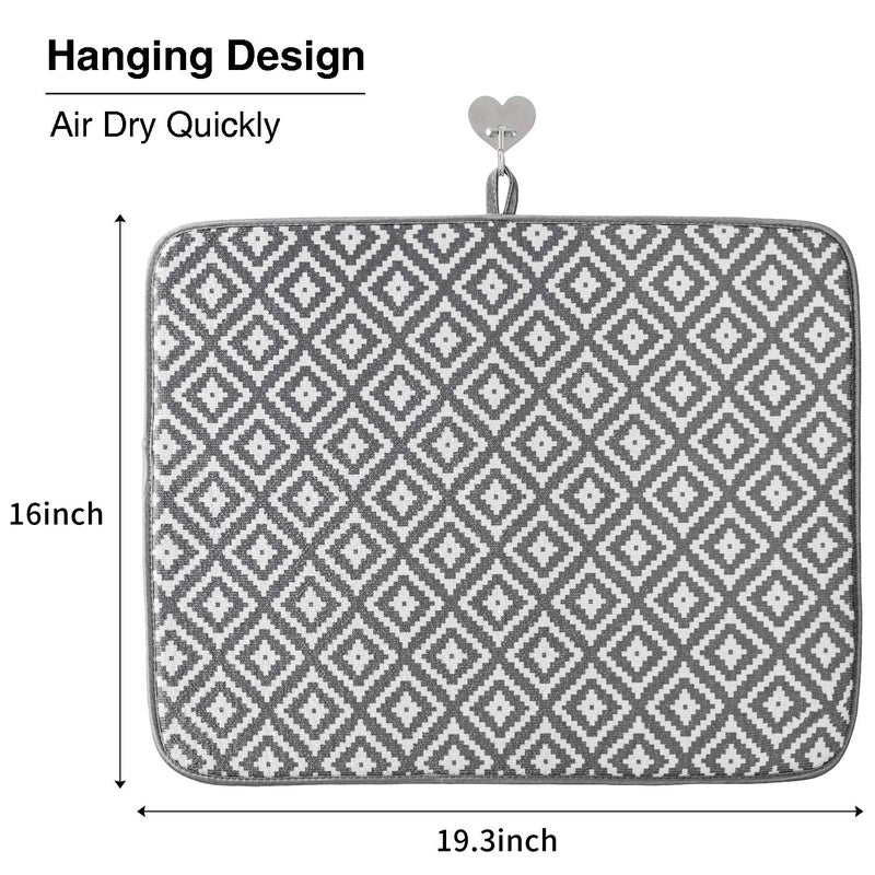 SUBEKYU Dish Drying Mat for Kitchen 2 Pack, Ultra Absorbent Microfiber Dishes Drainer Mats by Subekyu,19.2 by 15.8 Inch(Rhombus) - Image 4