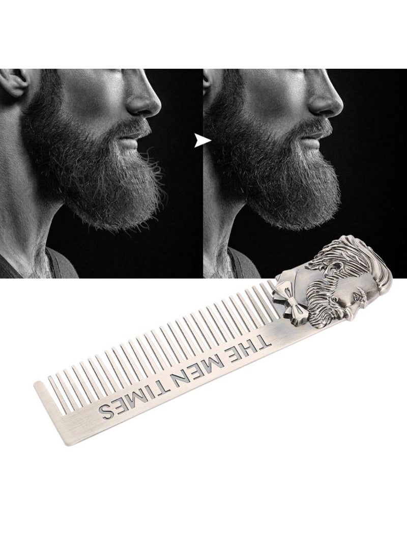 Men's Beard Stainless Steel Comb with Head for Adult Shaving Men's Time 15X3.5CM - Image 2