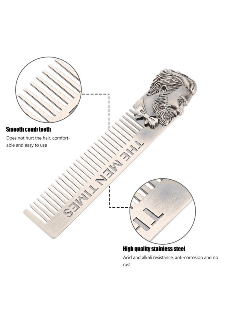 Men's Beard Stainless Steel Comb with Head for Adult Shaving Men's Time 15X3.5CM - Image 3