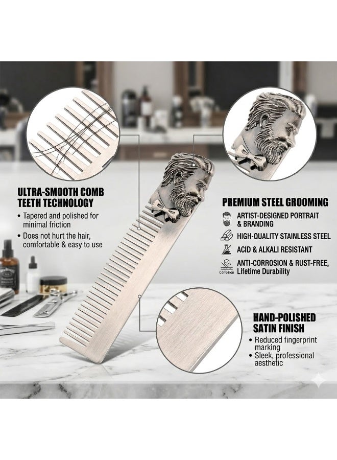 Professional Stainless Steel Beard Comb and Hair Grooming Tool for Men - Image 2