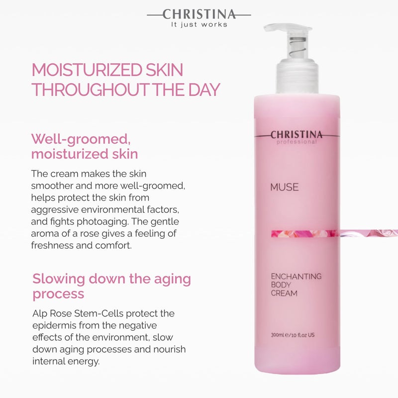 -CHRISTINA- Muse Enchanting Body Cream with Hyaluronic Acid | 24hr Care For All Skin Types | Quick Absorption, Delicate Fragrance 300ml - Image 3