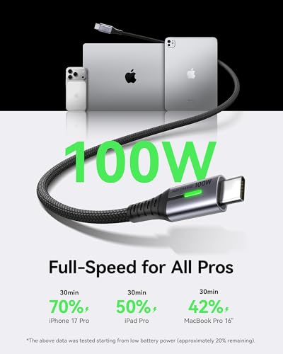 INIU USB C Cable 66ft2m 100W PD USBC to USBC Charger Cable Fast Charging Nylon Braided Type C to C Power Cord Data Cable USBC for iPad Air MacBook Pro iPhone 16 15 Samsung Galaxy S23 S22 A9 - Image 3