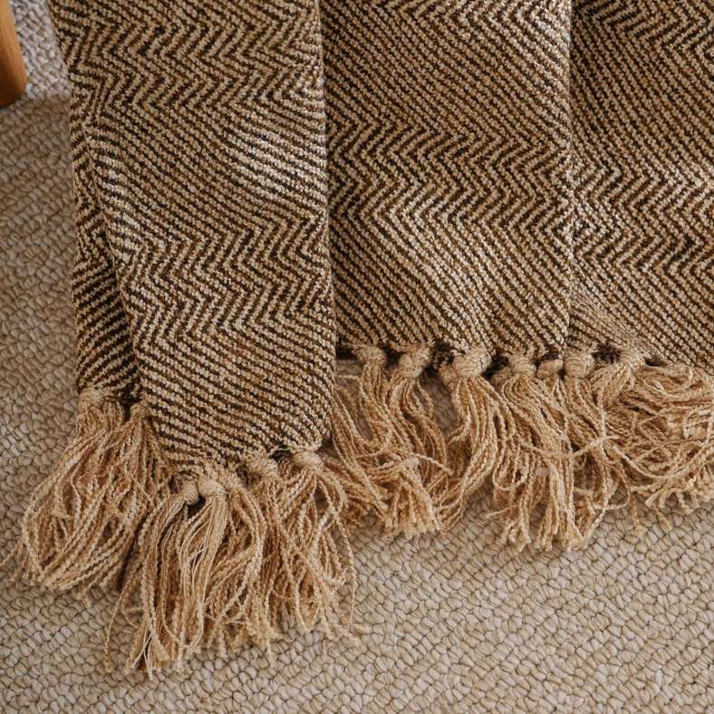 Pan Home Horizon Herringbone Throw - Ochre - Image 2