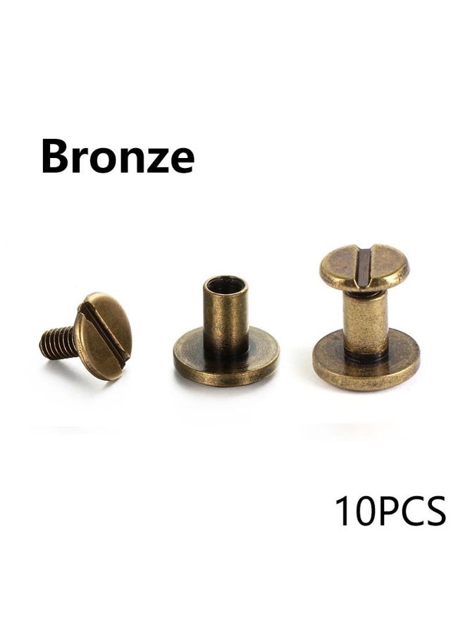 10Sets Flat Head Belt Studs Copper Rivets Decorative Double Cap Leather Screws Leather Tool 