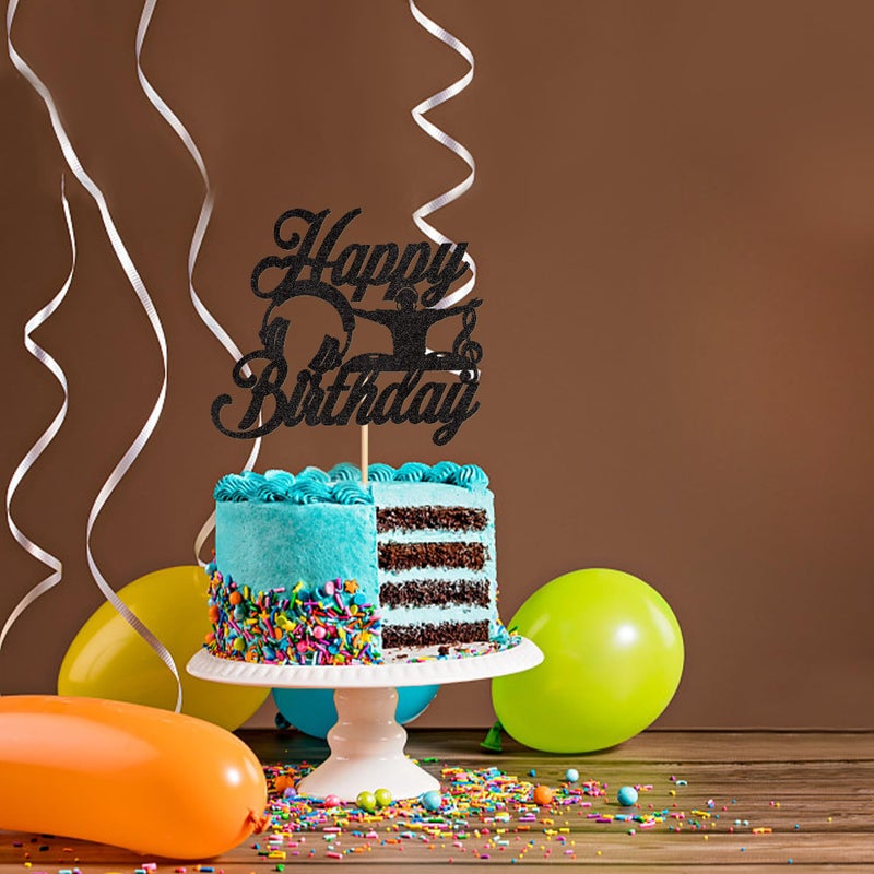 Ercadio 1PCS DJ Cupcake Toppers Glitter Black Rock Music DJing Picks Headset Music Rock Hip Hop Musical Birthday Cake Rock and Roll Theme Baby Shower Music Party Cake Decorations Supplies - Image 3