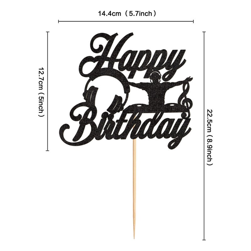 Ercadio 1PCS DJ Cupcake Toppers Glitter Black Rock Music DJing Picks Headset Music Rock Hip Hop Musical Birthday Cake Rock and Roll Theme Baby Shower Music Party Cake Decorations Supplies - Image 2
