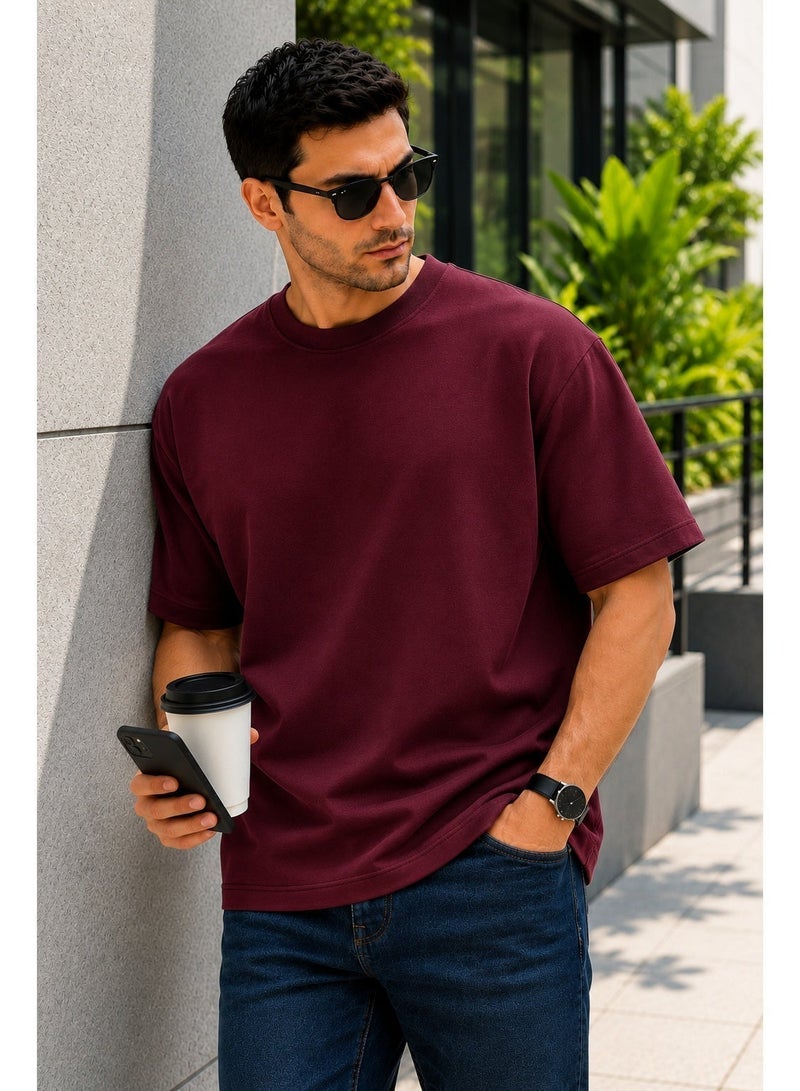 ملابس RSO تي شيرت قطني كبير الحجم بأكمام نصفية وأكتاف منسدلة للجنسين من RSO Outfits - كستنائي - Image 2