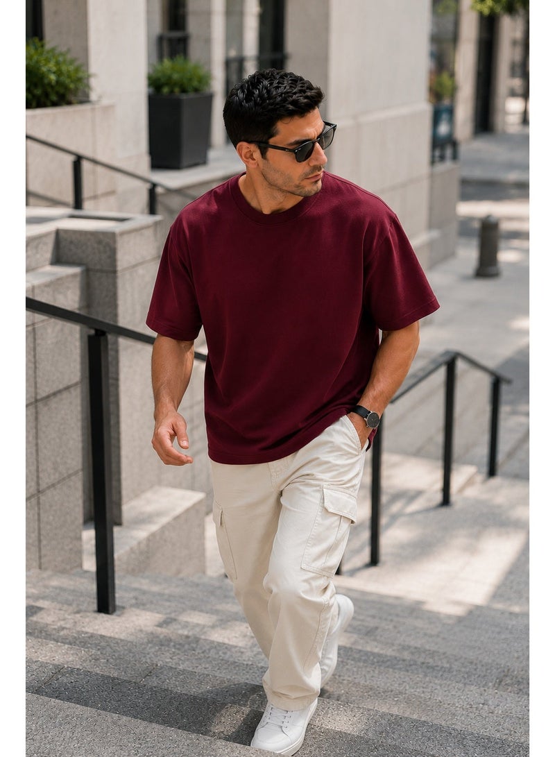 ملابس RSO تي شيرت قطني كبير الحجم بأكمام نصفية وأكتاف منسدلة للجنسين من RSO Outfits - كستنائي - Image 3