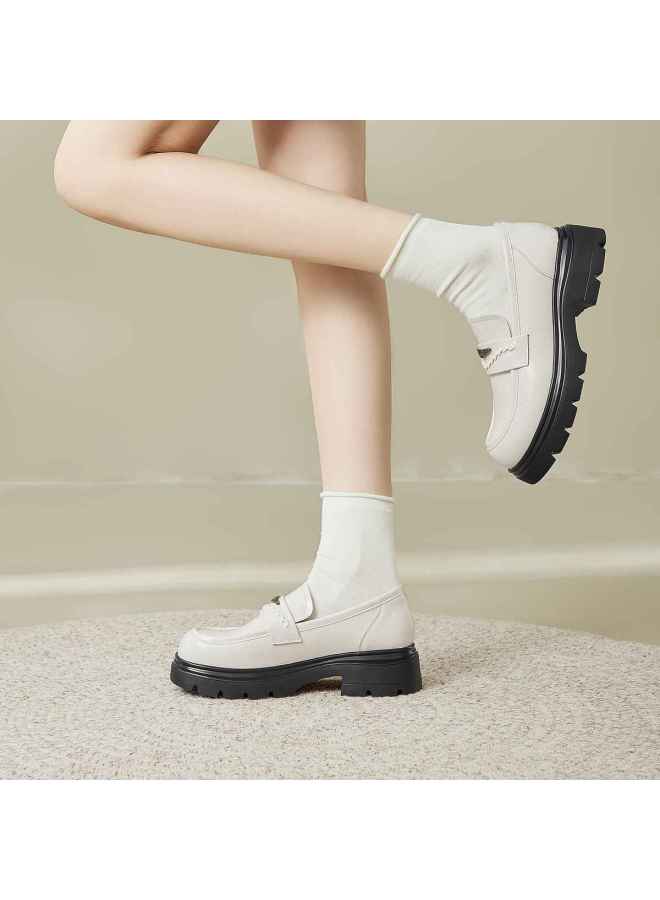 Josiny Thick-sole Loafers For Women 2026 New Retro British Style Leather Shoes Chunky Heel Petite Black Flats - Image 5