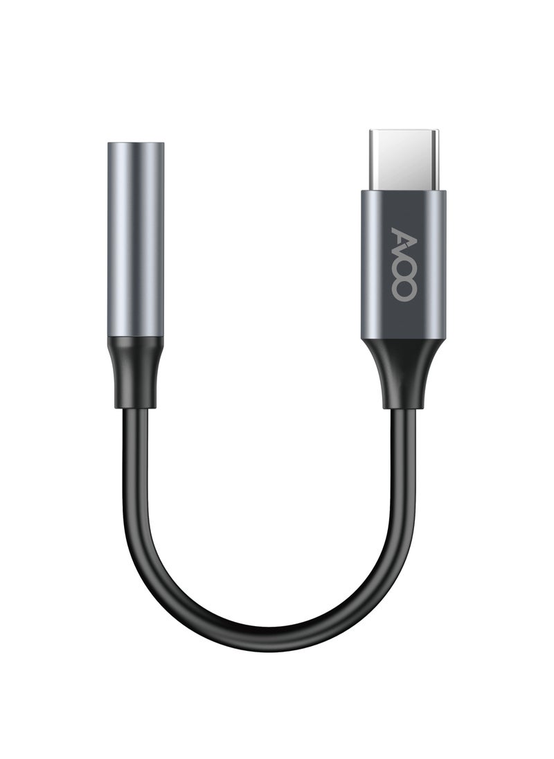 أفو محول لمقبس سماعة الرأس بمنفذ USB Type C  الى سماعه مدخل اوكس اسود  - Image 2
