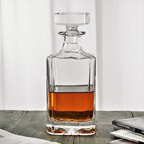 QUEENSTONE LEAD FREE Square 25oz Whiskey Decanter with Glass Stopper - Image 4