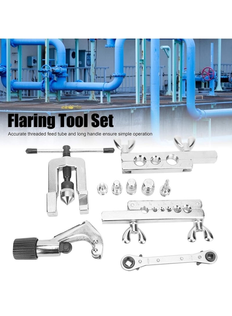 DEFAONS Flaring & Swaging Tool Kit with Pipe Cutter, Swage Adapters, Ratchet Wrench, and Flaring Block – Ideal for HVAC, Plumbing & Refrigeration Systems, Heavy-Duty, Anti-Corrosion Stainless Steel, Compact & Durable, Includes CT-274 Pipe Cutter & Adapters - Image 3