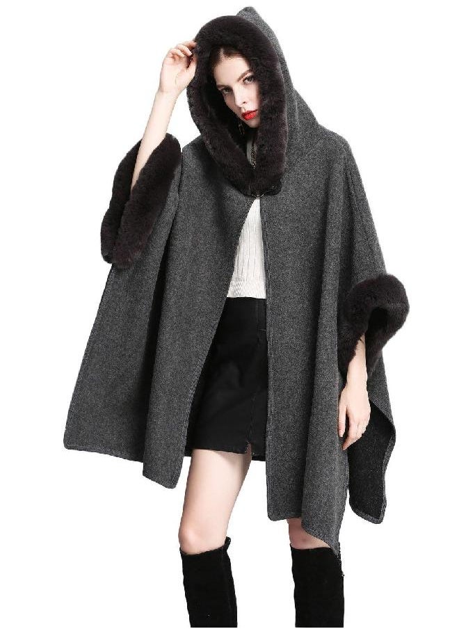 Women's Batwing Faux Fur Hooded Cloak Poncho Cape (One Size, Gray) - pzsku/ZFB628A194AC505612087Z/45/_/1692873221/a050d21d-3f5b-41e8-b08d-d6ae913382f1