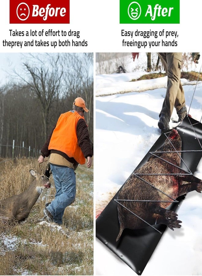 WOPPOW Deer Drag Sled Game Hauler Utility Snow Sled Deer Hunting Sled for Effortless Hauling of Ice Fishing Supplies, Firewood, Duck Hunting Gears, Fishing Equipment - Image 2