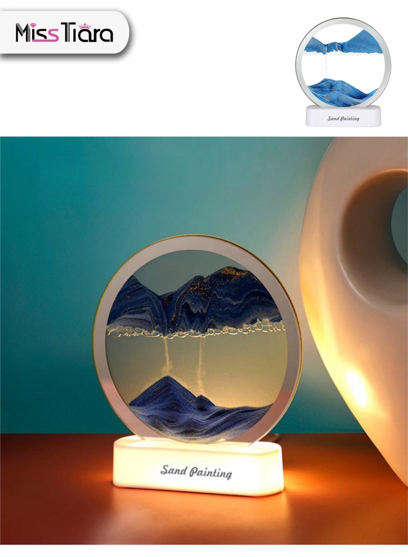 MissTiara 3D Dynamic Art Quicksand Scene with LED Light Creative Table Lamp Suitable for Home Office Relaxation Desktop Sand Scene  - Image 1