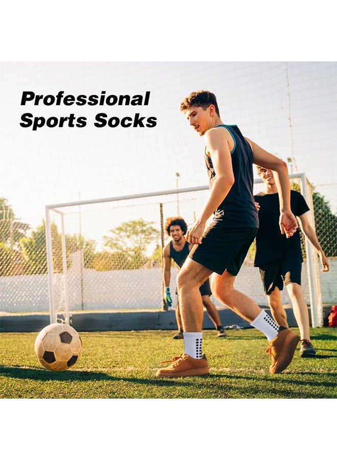 Generic Soccer Socks, Grip Anti Slip Athletic Socks, Football Basketball Socks, Yoga Socks for Men Women  2 Pair (Black + White)  - Image 5