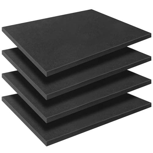 YIENFBEV Black Polyurethane Foam Inserts for Cases 4 Pcs 16 x 12 x 05 Inch Cuttable Packing Padding for Tool Box Camera Crafts and Storage - Image 1
