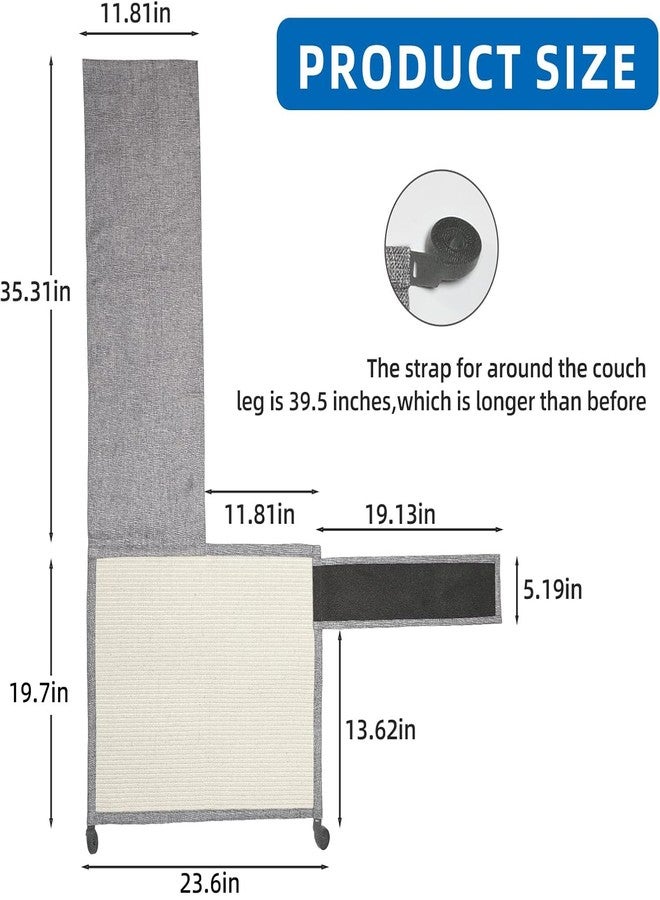 Oroonoko Cat Scratch Couch Protector with Natural Sisal for Protecting Couch Sofa Chair Furniture,Couch Protector from Cat Claws 23.6" L*19.7" W(Light Grey/Right Hand) - Image 2