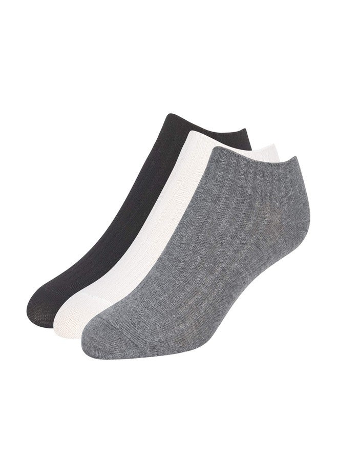 ليمون جوارب نسائية من ليمون، عبوة من 3 جوارب قصيرة من المودال السائل، رمادي/أبيض، مقاس واحد