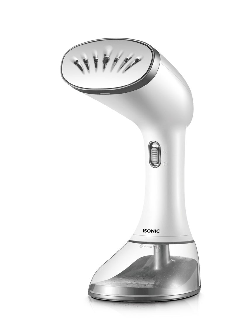 iSONIC مكواة بخار محمولة بقوة 1640 واط، مكواة بخار للملابس والأقمشة، مكواة سريعة التسخين وإزالة التجاعيد في 38 ثانية، 3 أوضاع قابلة للتعديل، بيضاء - Image 1