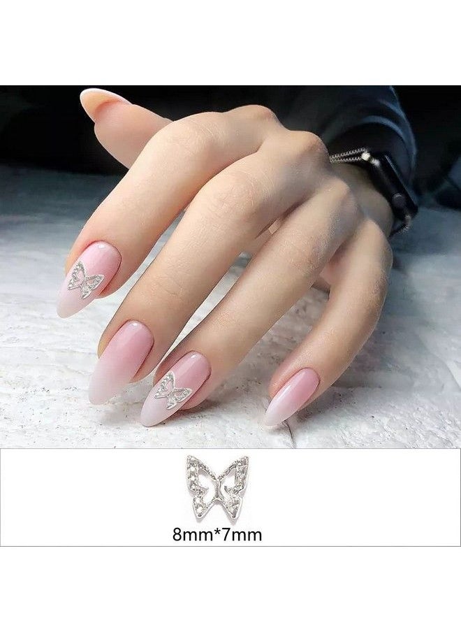 DANNEASY - 100Pcs 3D Butterfly Charms For Nails Silver Nail Charms Alloy Nail Jewels Nail Butterfly Design Nail Decoration For Acrylic Nails Diy Craft Nail Art Accessories - Image 1