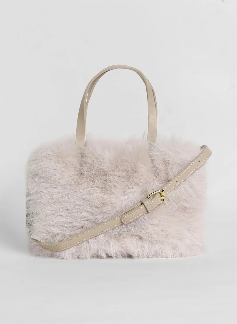 Haute Sauce  The Fur Hand Bag - Baby Pink for Women | Best Price UAE