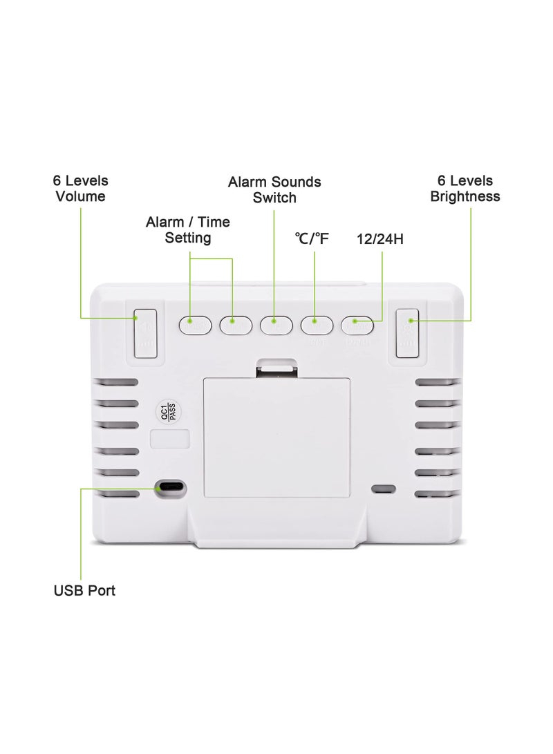 SOLARAE 5.5" LED Digital Alarm Clock with Large Display, Date, Time, and Temperature, 12/24H Format, Sleep Function, 6 Brightness Levels, Perfect for Bedroom, Living Room, and Home Office. - Image 5