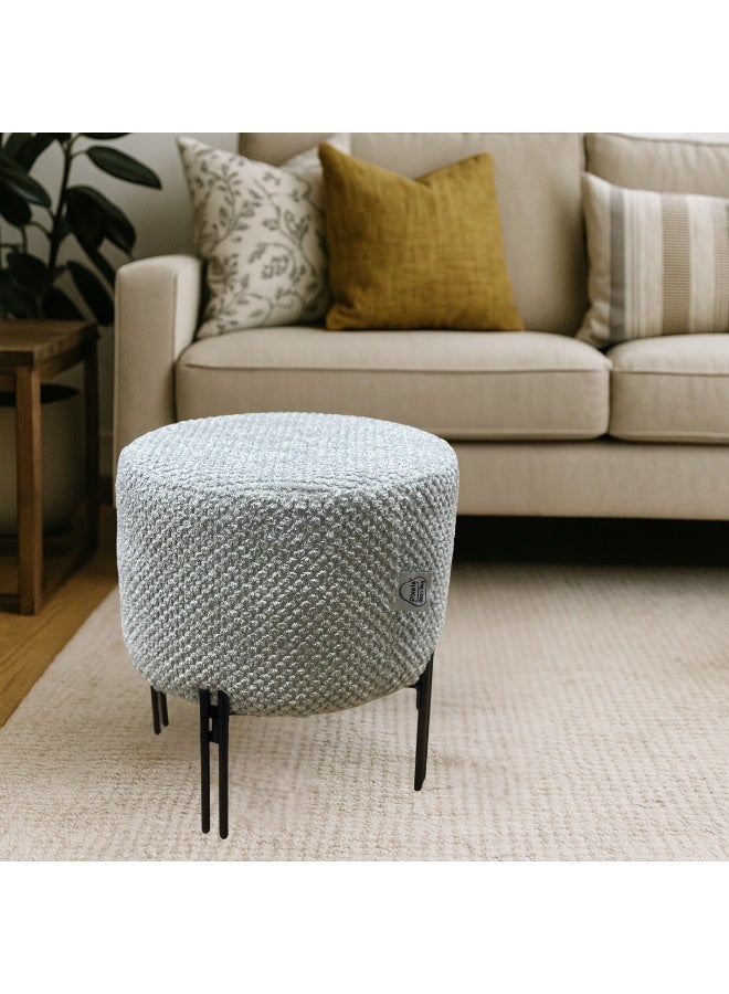 بكسل بين باج مقعد عثماني دائري قماش الكتان من بكسل بين باج بقواعد معدنية، لغرفة المعيشة وغرفة النوم - Image 1