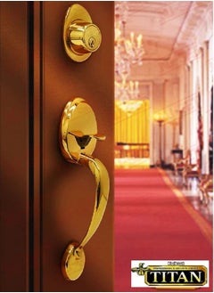 Kwikset Dakota Polished Brass Entry Door Lock Handleset  Golden  - Image 1