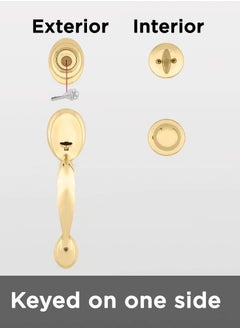 Kwikset Dakota Polished Brass Entry Door Lock Handleset  Golden  - Image 4