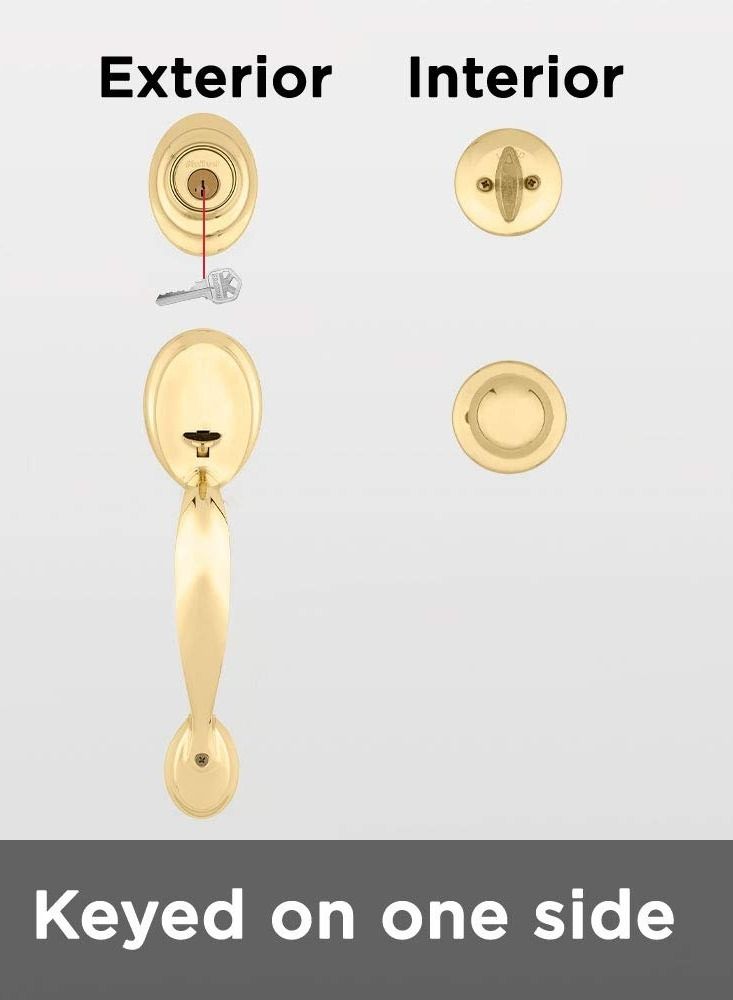 Kwikset Dakota Polished Brass Entry Door Lock Handleset  Golden - Image 4