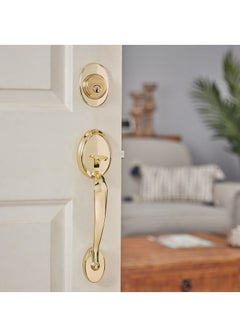 Kwikset Dakota Polished Brass Entry Door Lock Handleset  Golden  - Image 5
